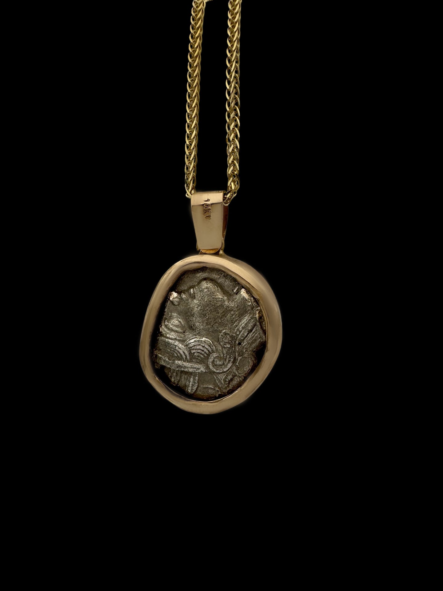 Athens Attica Athena and Owl Silver Tetradrachm set in 14k Gold