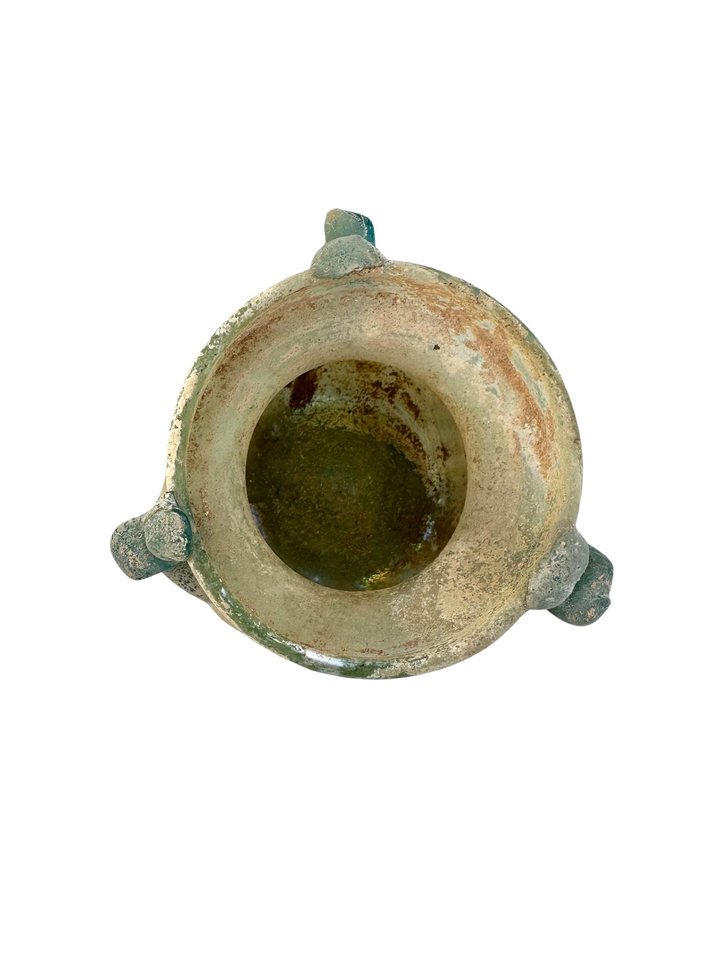 Ancient Roman Glass Ointment Jar with Three Handles