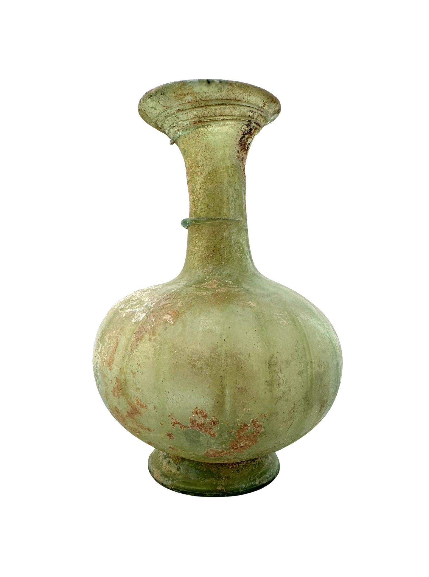 Large Ancient Roman Glass Cosmetic Decorated Flask