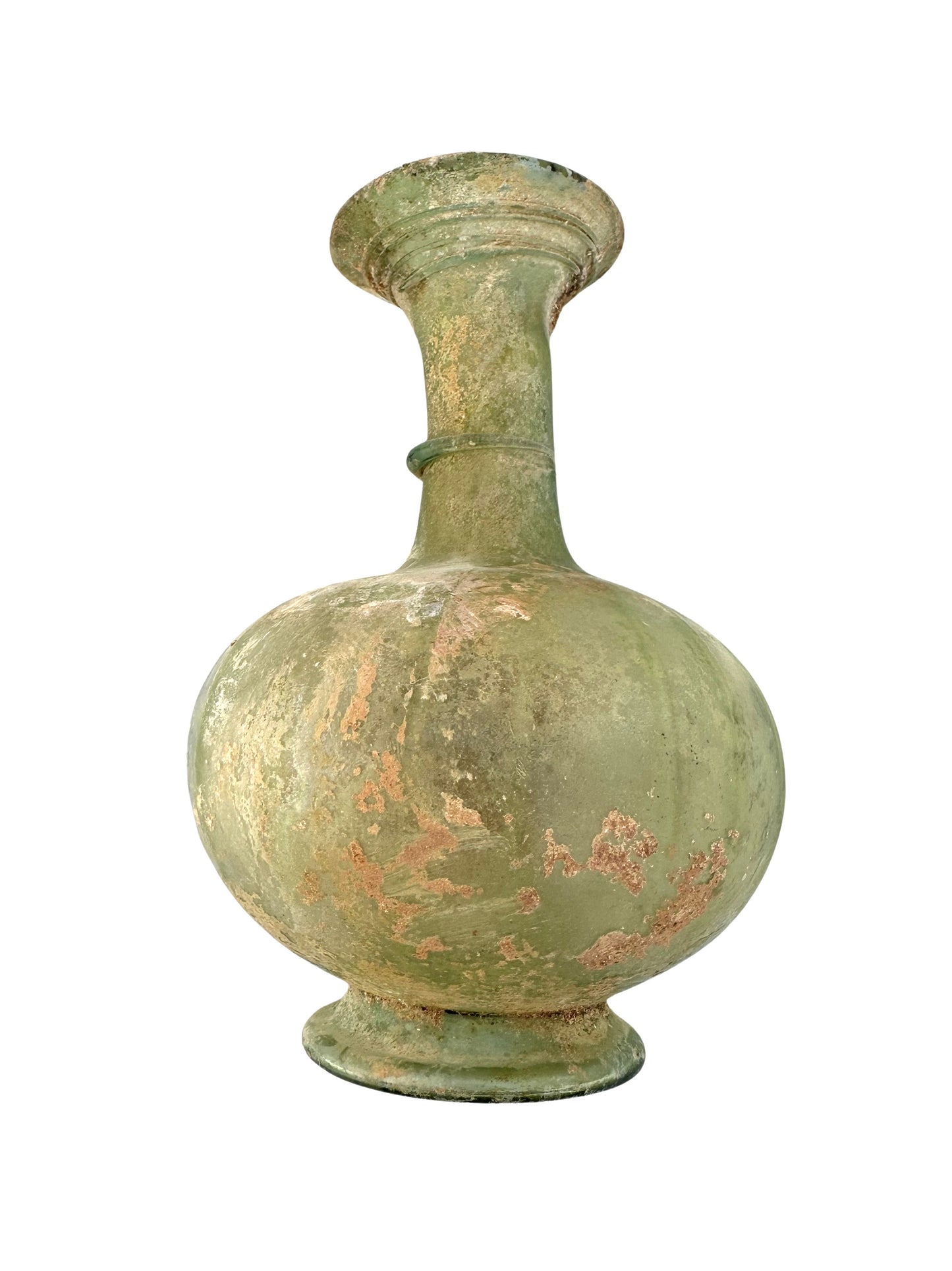 Large Ancient Roman Glass Cosmetic Decorated Flask