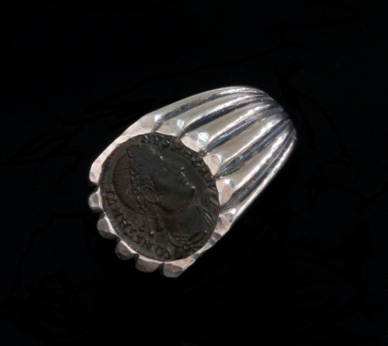 A Roman Constantine I Follis Set In Sterling Silver Ring
