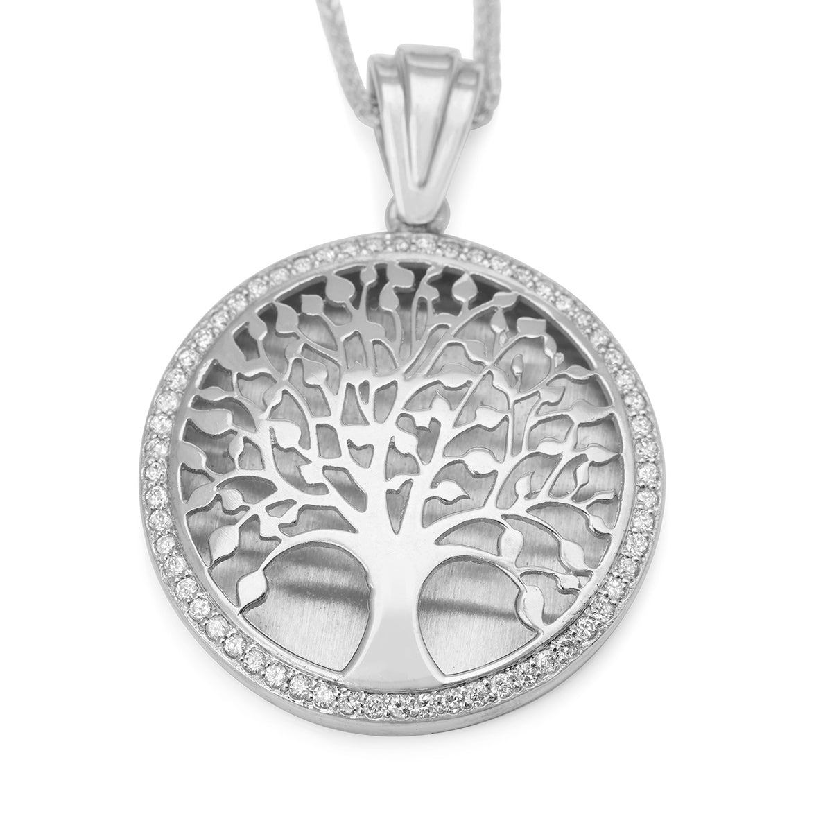 14K Gold & Diamonds Tree of Life Pendant 60 Diamonds Yellow/White/Rose Gold