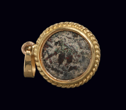 Masada Prutah of the First Jewish Revolt Set in 18K Gold Pendant