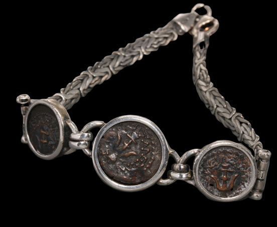 Set of Three Widow's Mite in a Sterling Silver Bracelet