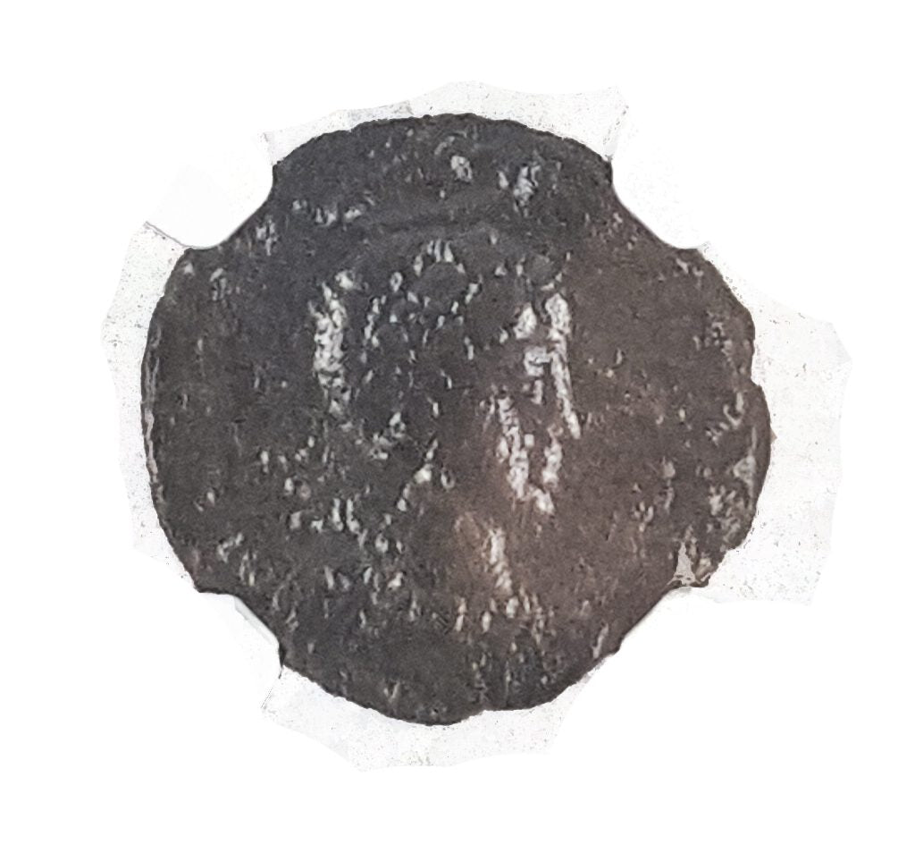 Roman bronze coin of Aelia Eudoxia (401-460) NGC(F)