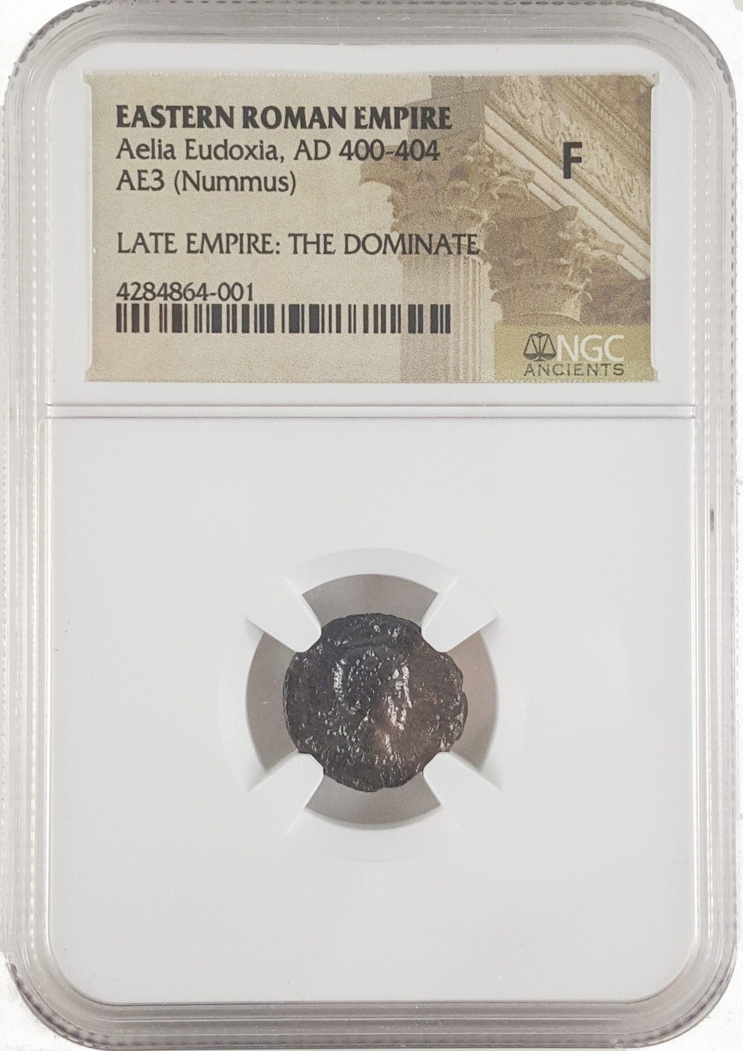 Roman bronze coin of Aelia Eudoxia (401-460) NGC(F)