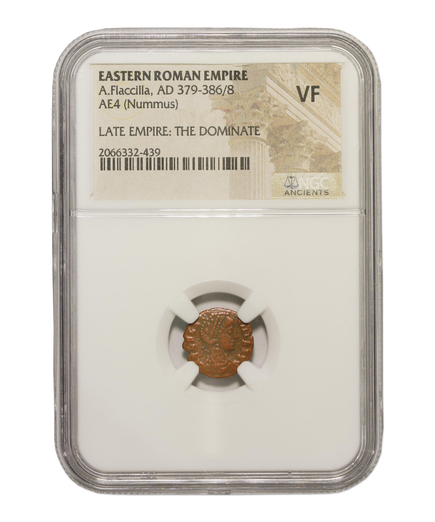 Roman AE4 of Aelia Flacilla (AD356-386)NGC(VF)