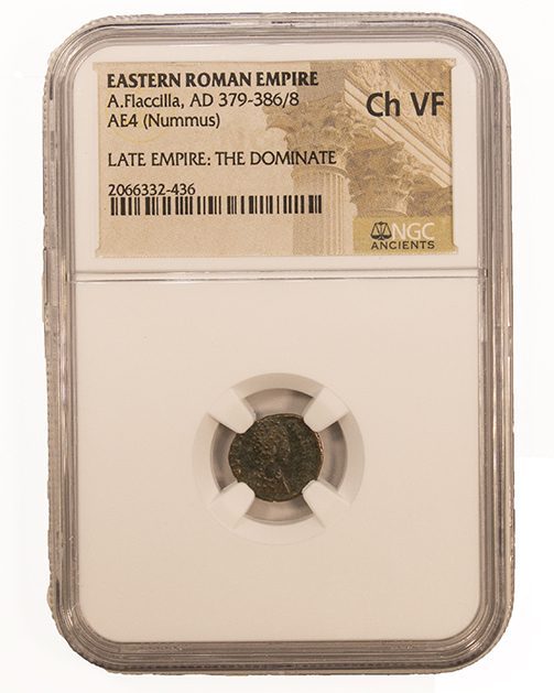 Roman AE4 of Aelia Flacilla (AD356-386)NGC(VF)