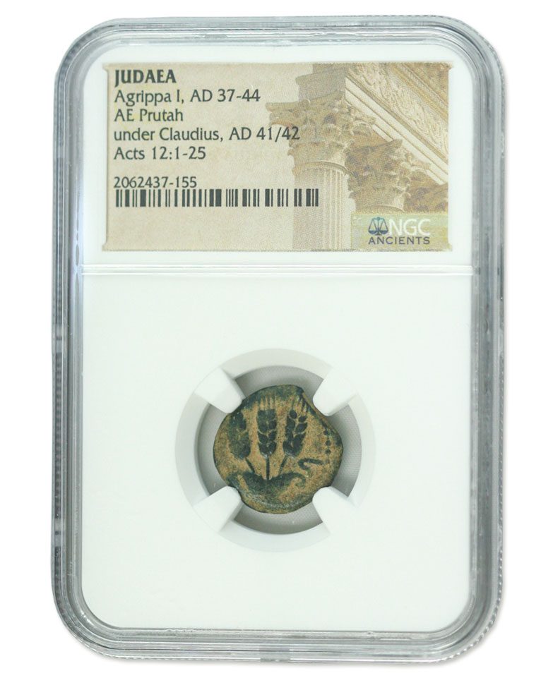 Judaea AE Agrippa 1st (AD 41-44) Prutah NGC(HG)