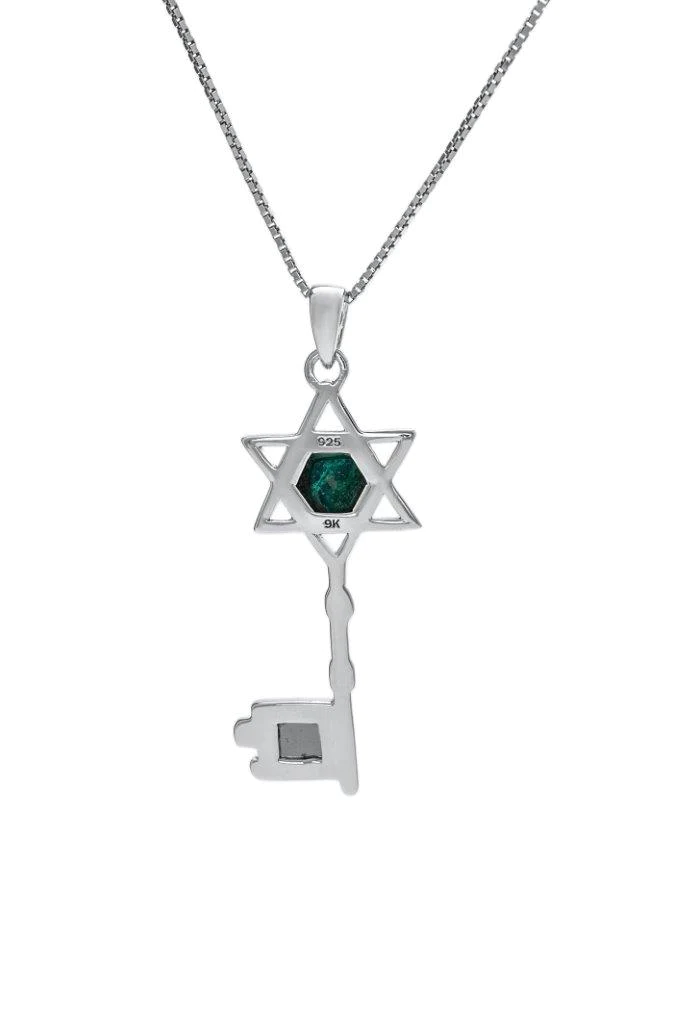 Jerusalem Nano Bible Torah Pendant Key Star of David Necklace Silver 925 Gold 9K with Eilat Stone I Gift from Holy Land I Religious souvenirs