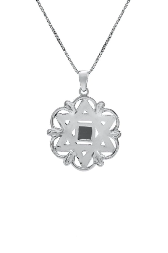 Jerusalem Nano Bible Torah Silver and 9K Gold Pendant - Star of David with Floral Shape I Gift from Holy Land