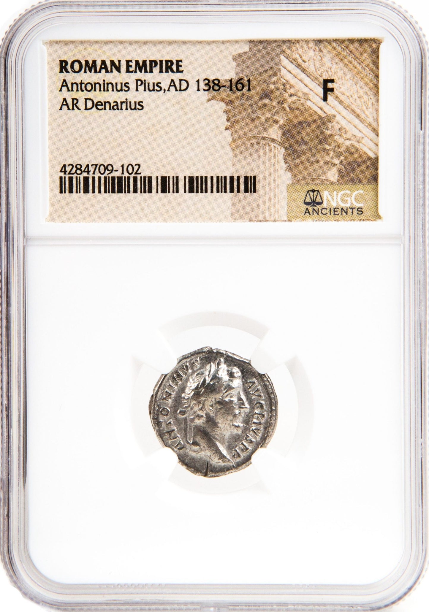 Roman Silver Denarius of Antoninus Pius (AD 138-161) NGC(F)