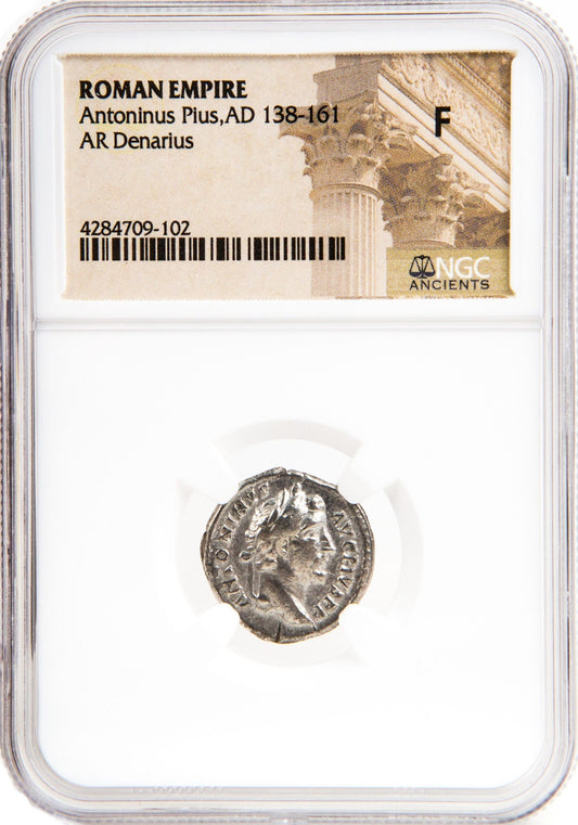 Roman Silver Denarius of Antoninus Pius (AD 138-161) NGC(F)