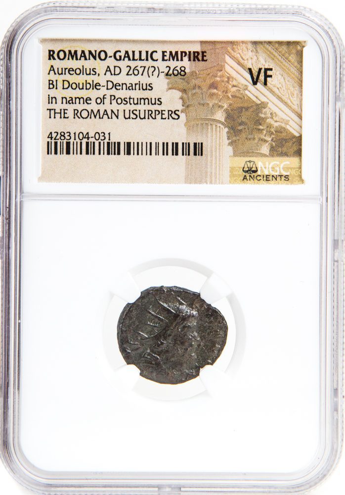 Roman AE of Aureolus NGC (AD268) Issued in the name of Postumus(VF)