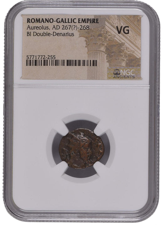 Roman AE of Aureolus NGC (AD268) Issued in the name of Postumus. Graded VG.(VG)