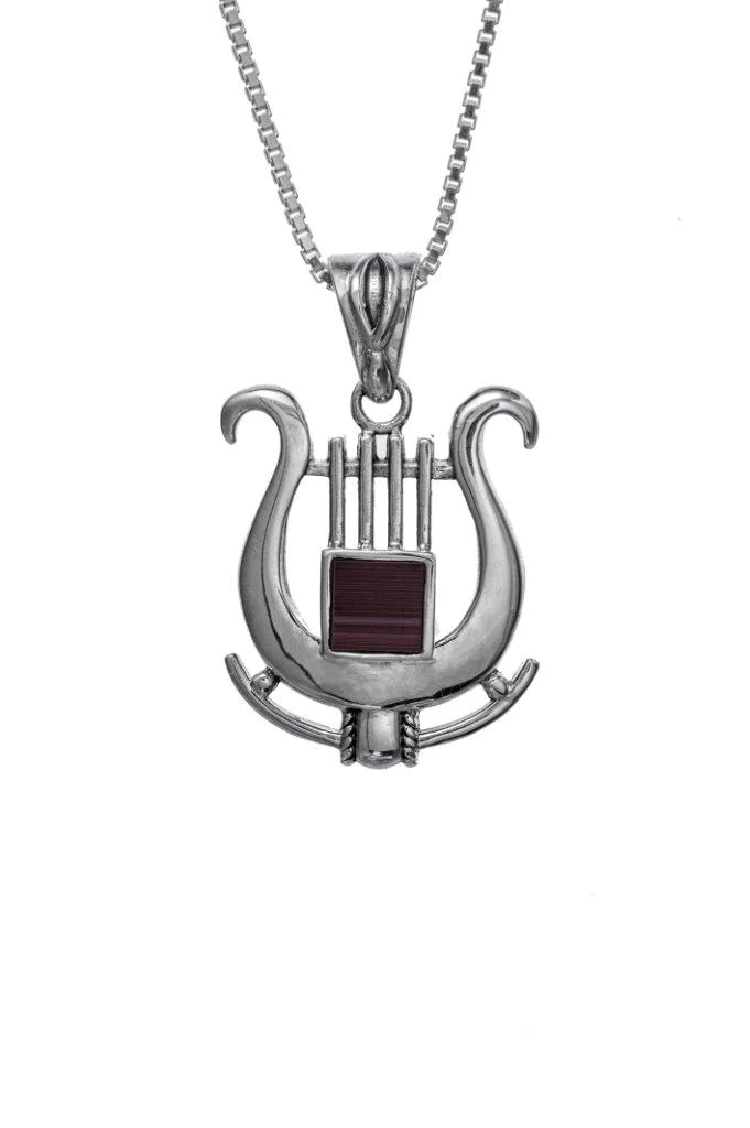 Necklace King David's Harp with Jerusalem Nano Bible