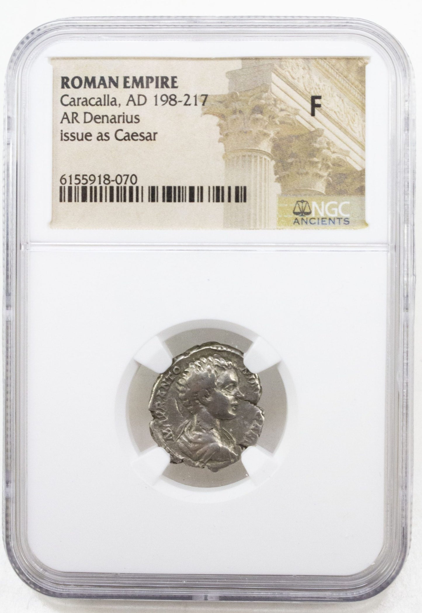 Roman Silver Denarius of Caracalla (AD 198-217) NGC(F)