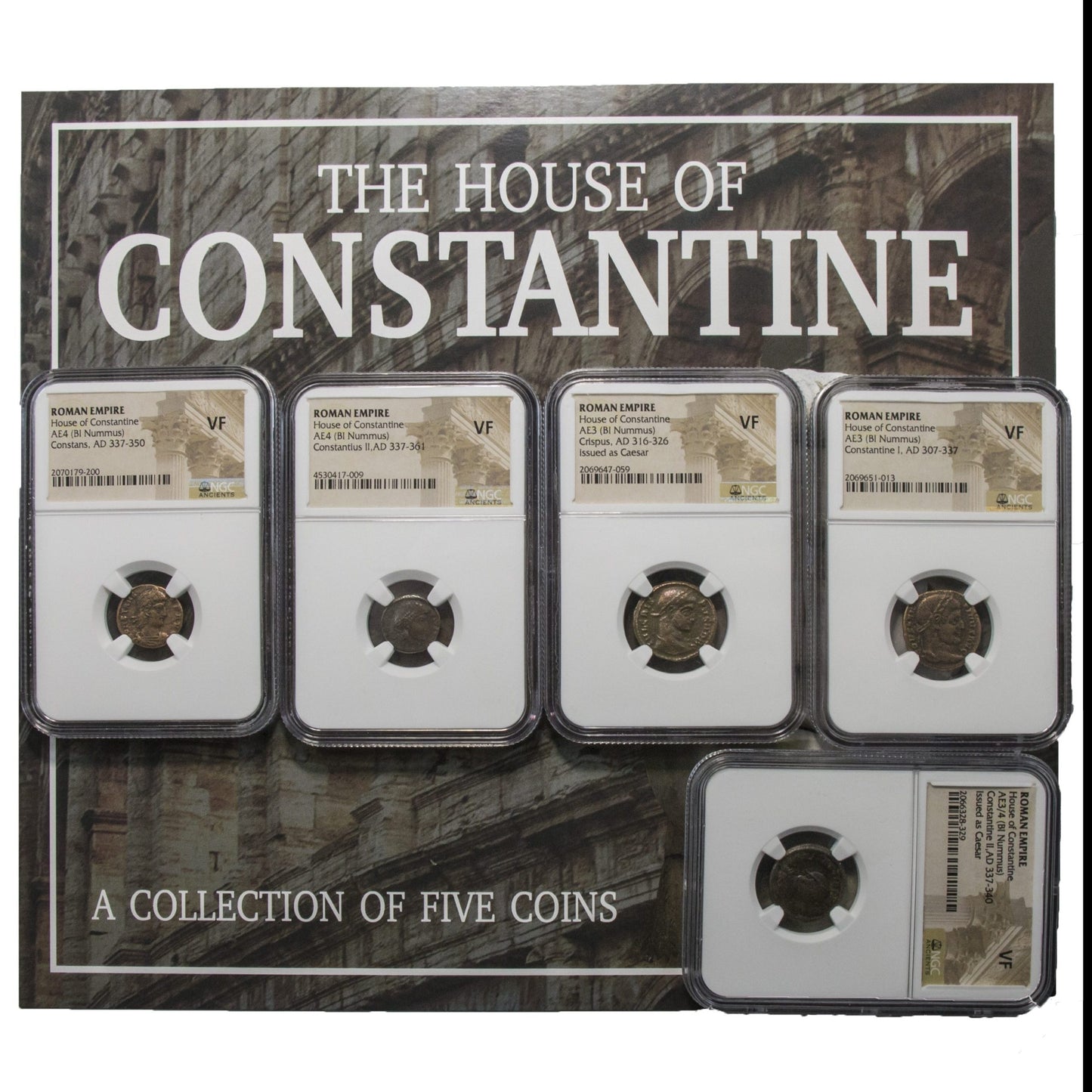 House of Constantine: A Collection of Five Slabbed Coins (Five-Coin Box)