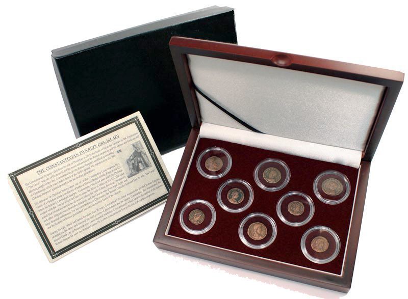 Constantine Dynasty: Box of 8 Roman Bronze Coins (Eight-Coin Box)