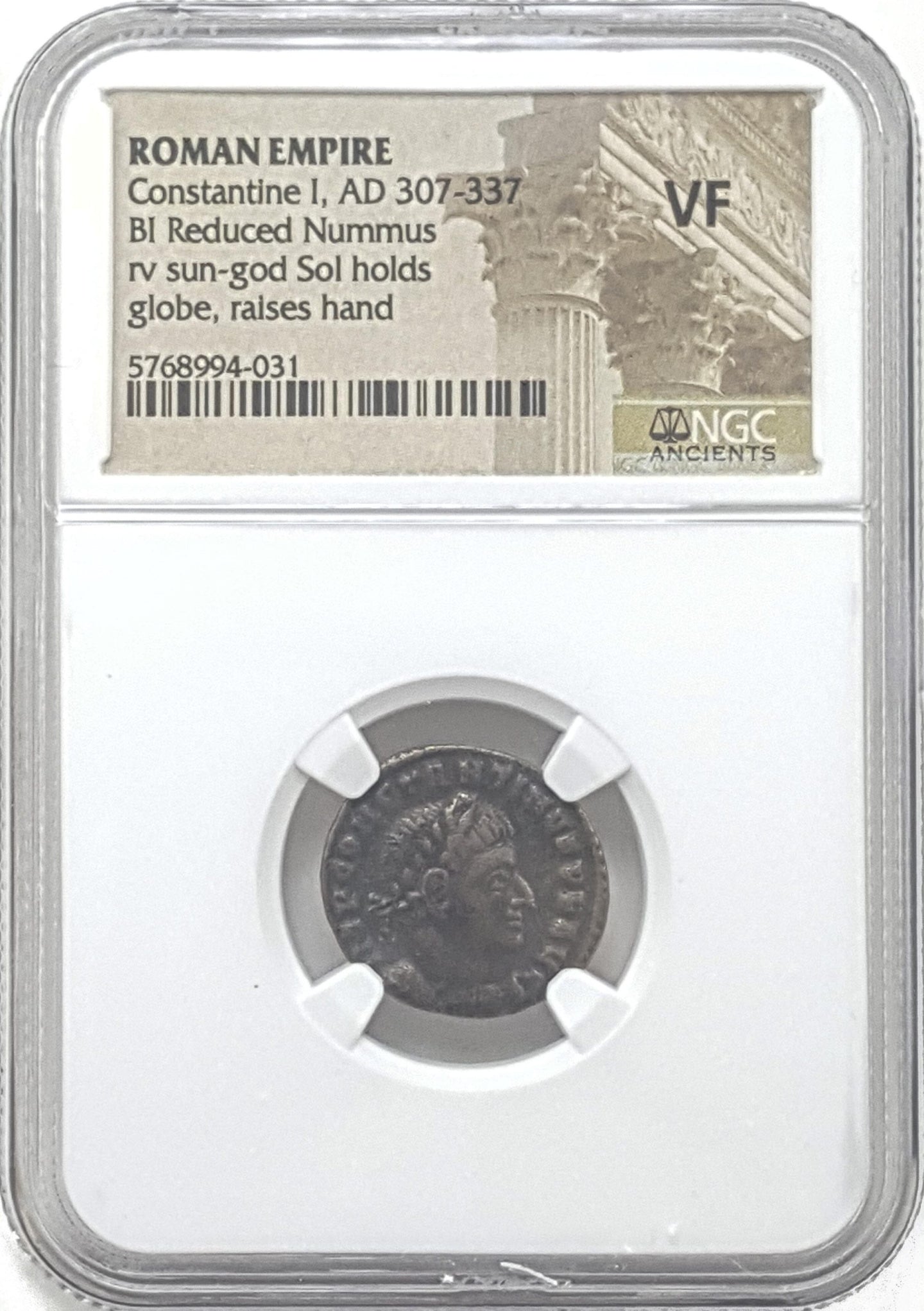 Roman AE of Constantine I, the Great (AD 272-337) Sol Invictus NGC(VF)