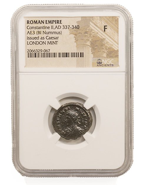 Roman AE of Constantine II (AD 316-340) NGC-London Mint(F)