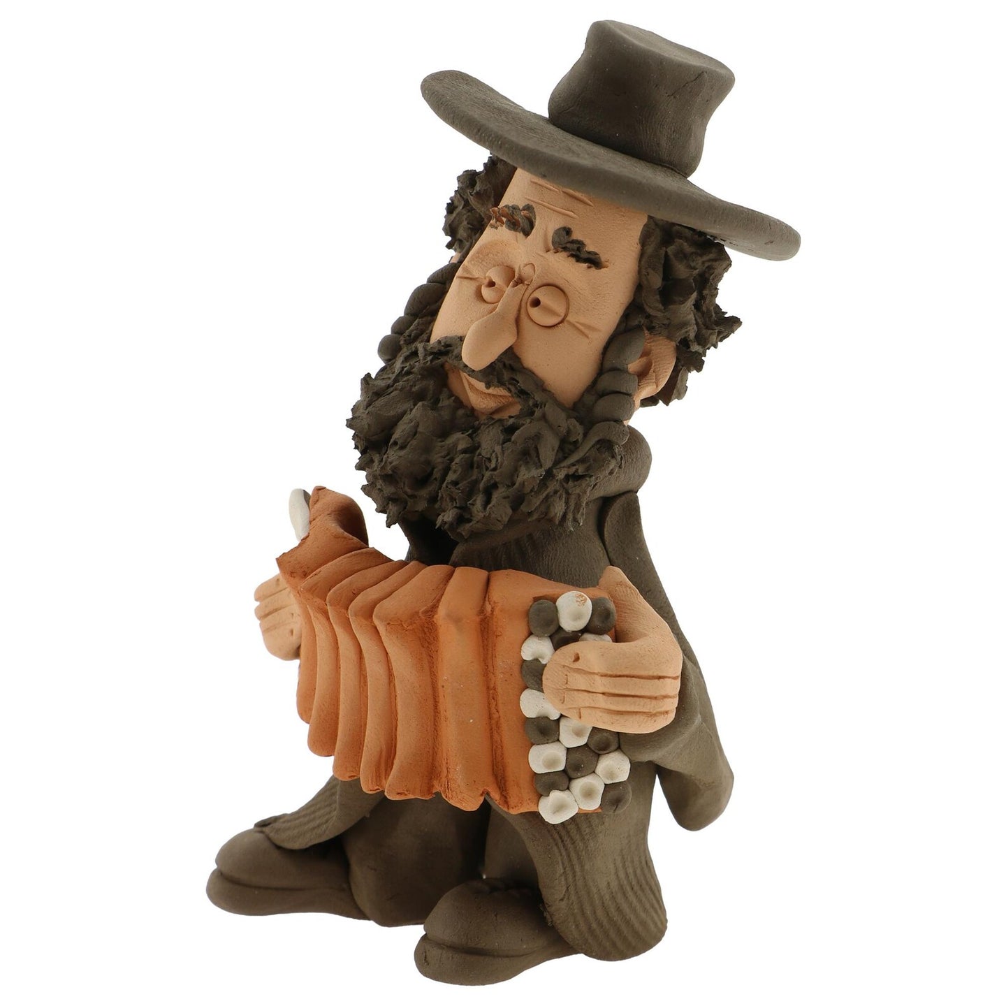 Handcrafted Ceramic figurine portraying a Jewish man Playing the Accordion