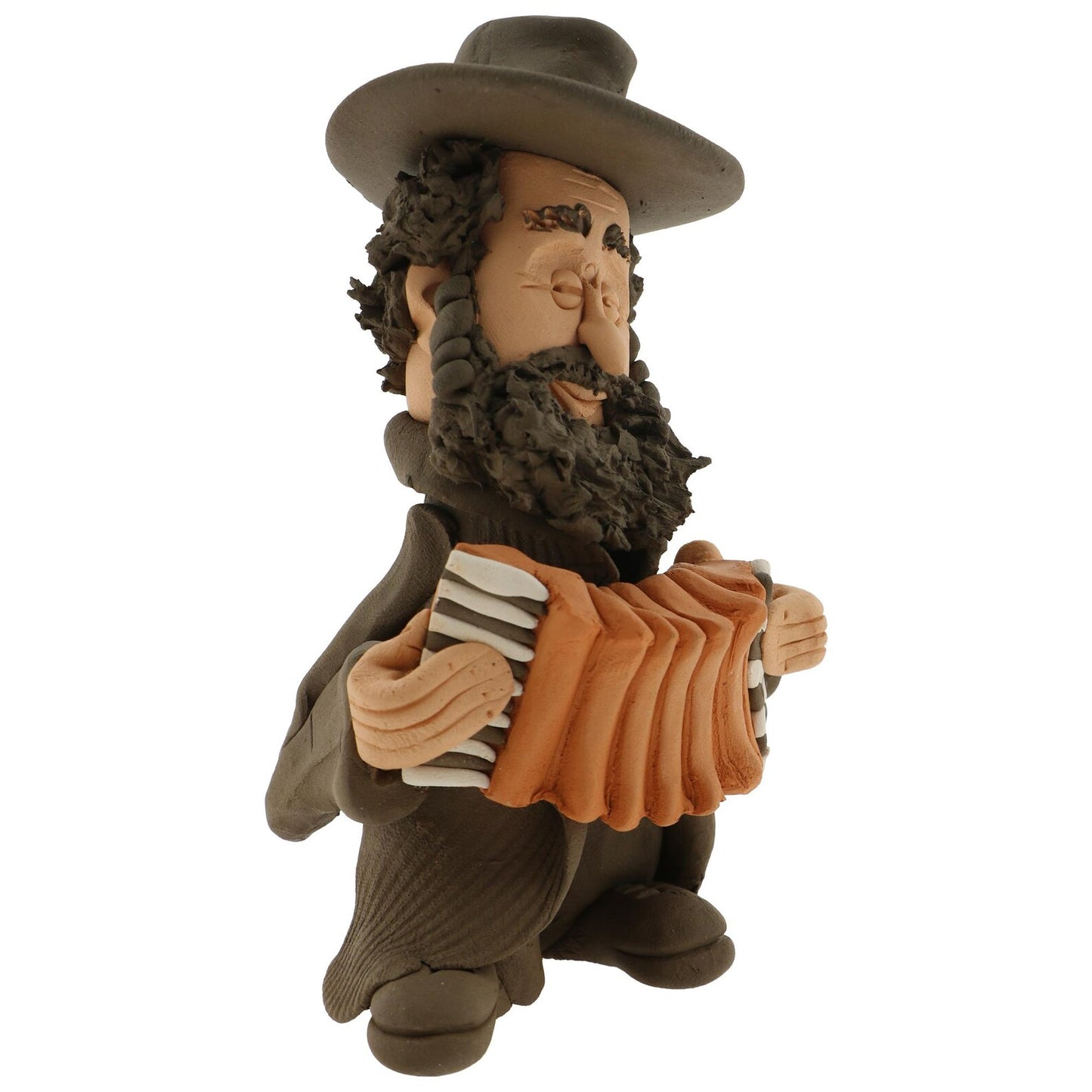 Handcrafted Ceramic figurine portraying a Jewish man Playing the Accordion