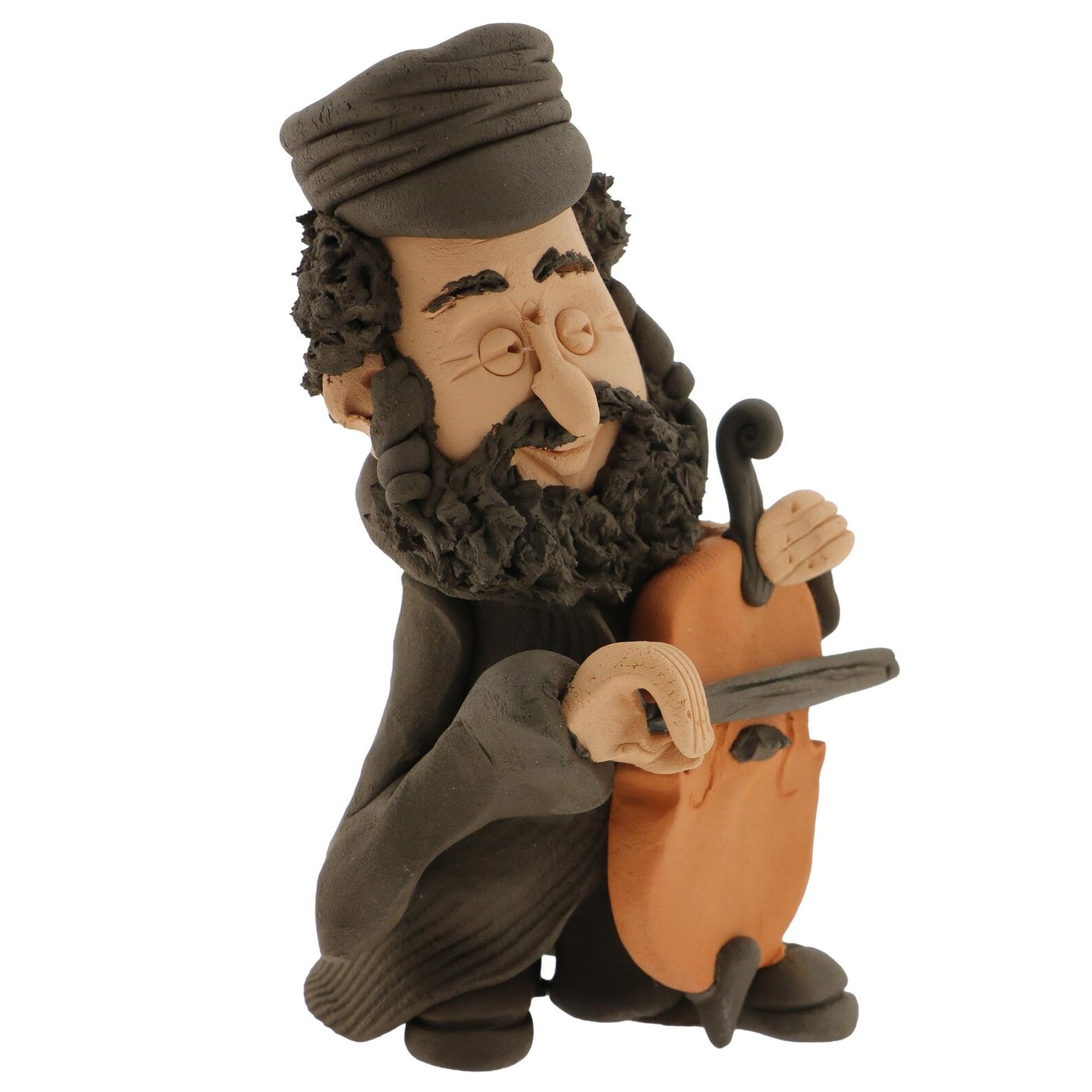 Handcrafted Ceramics figurine portraying a Jewish man Playing a Viola