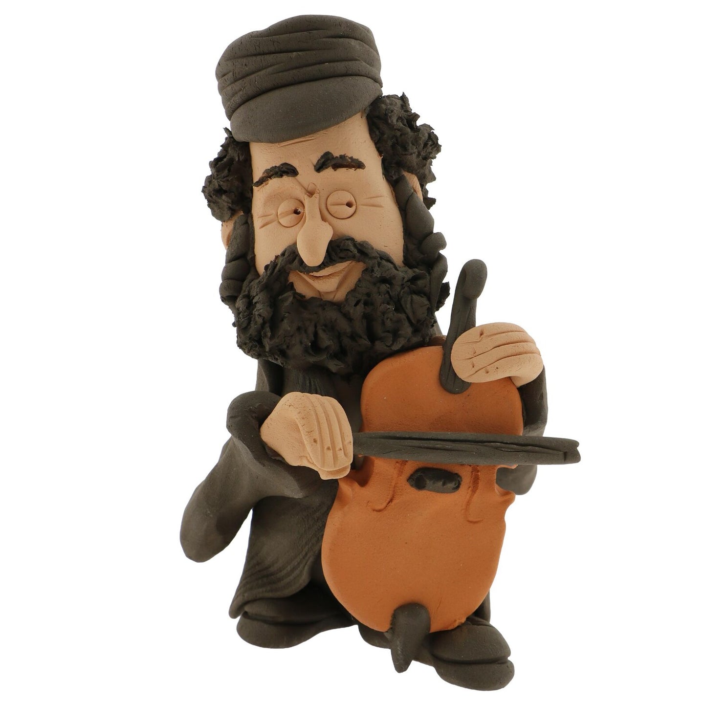 Handcrafted Ceramics figurine portraying a Jewish man Playing a Viola
