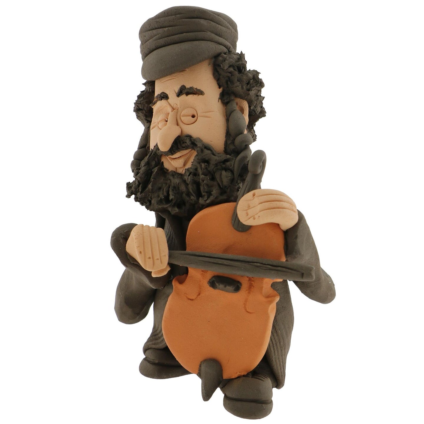 Handcrafted Ceramics figurine portraying a Jewish man Playing a Viola