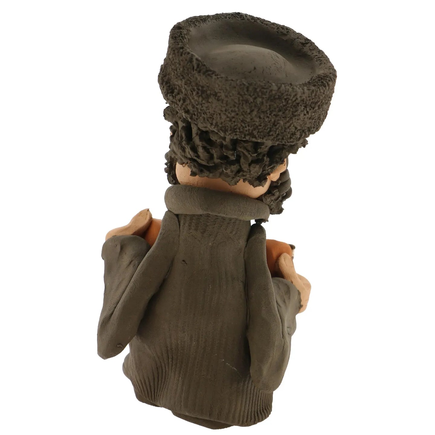 Handcrafted Ceramic figurine portraying a Jewish man Playing the Accordion.