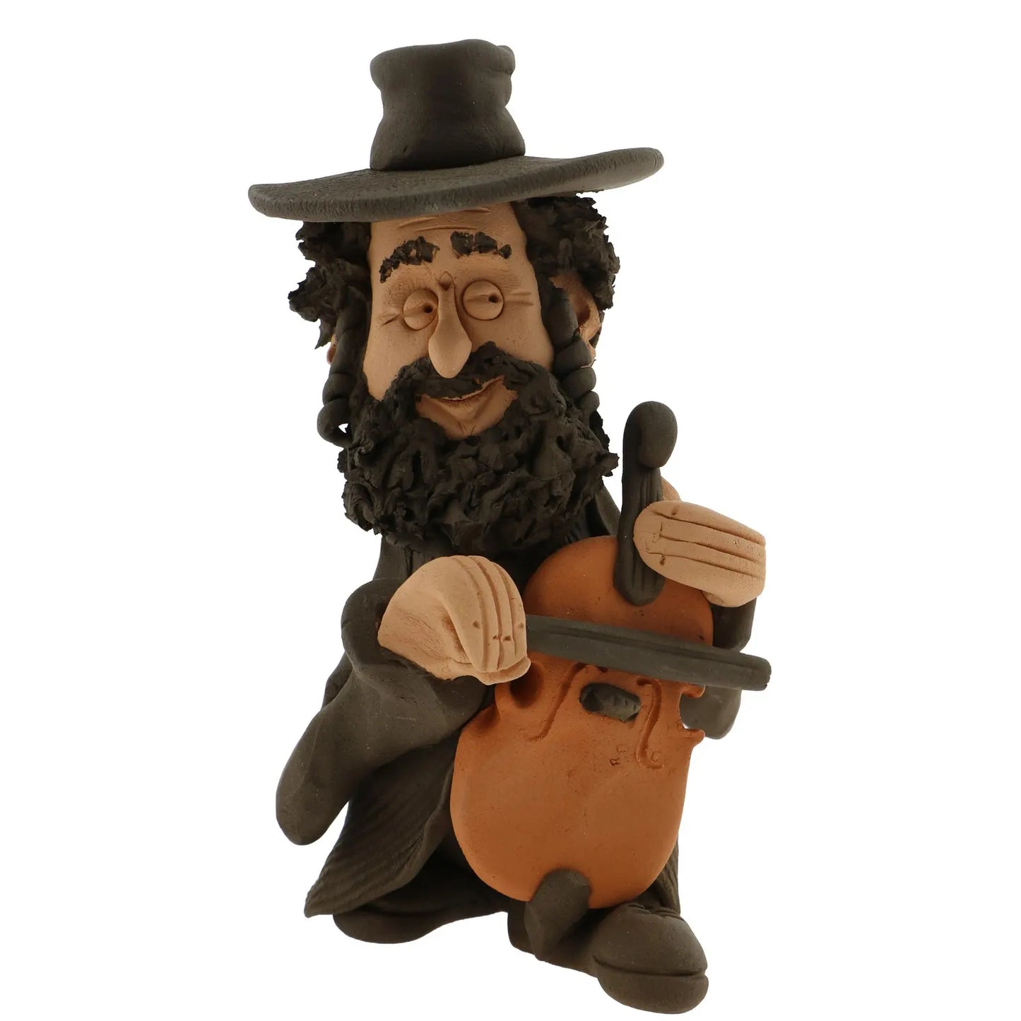 Handcrafted Ceramic figurine portraying a Jewish man Playing a Violin