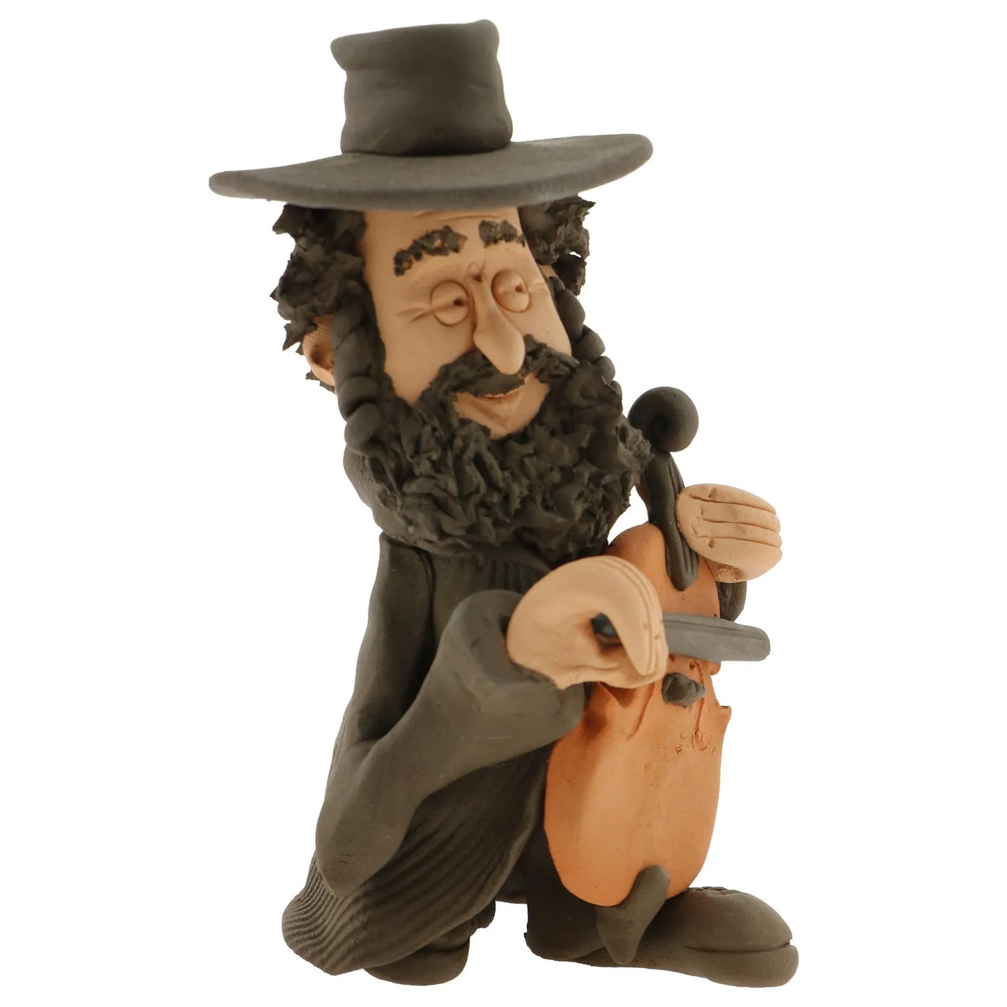 Handcrafted Ceramic figurine portraying a Jewish man Playing a Violin