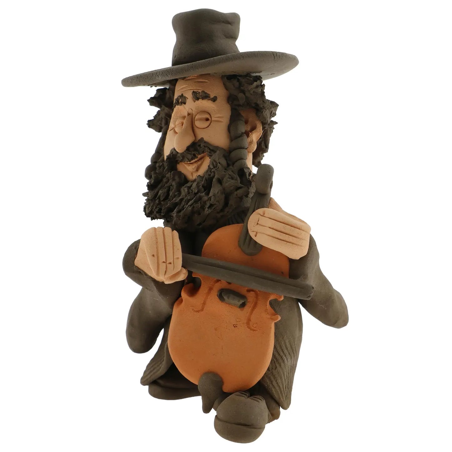 Handcrafted Ceramic figurine portraying a Jewish man Playing a Violin