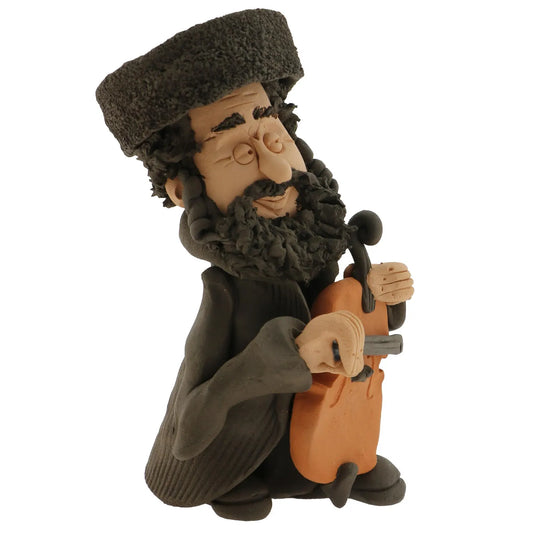 Handcrafted Ceramic figurine portraying a Jewish man Playing a Viola