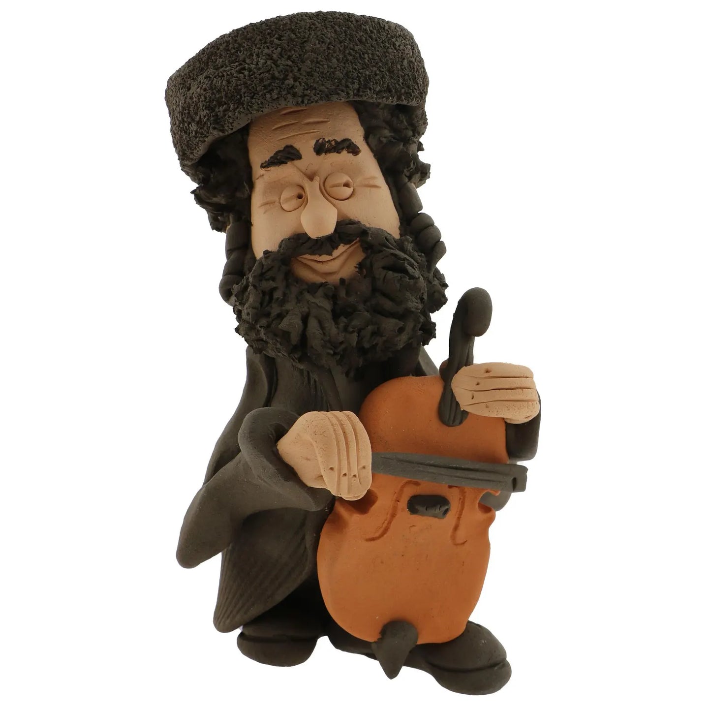 Handcrafted Ceramic figurine portraying a Jewish man Playing a Viola
