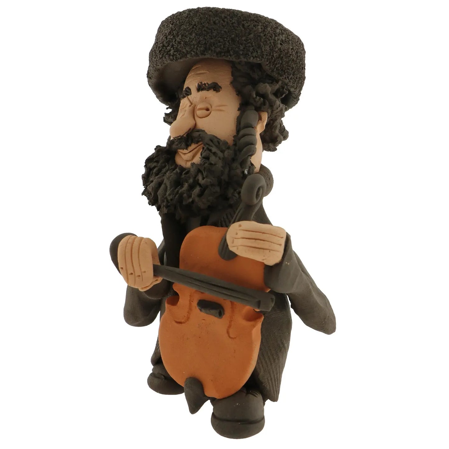 Handcrafted Ceramic figurine portraying a Jewish man Playing a Viola