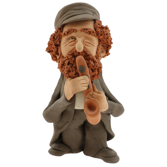 Handcrafted Ceramics figurine portraying a Jewish Man Playing a Saxophone