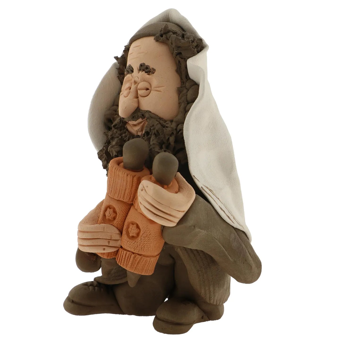 Handcrafted Ceramic figurine portraying a Jewish Rabbi Holding a Torah Scroll