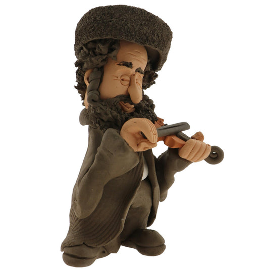Handcrafted Ceramic figurine portraying a Jewish man Playing a Violin