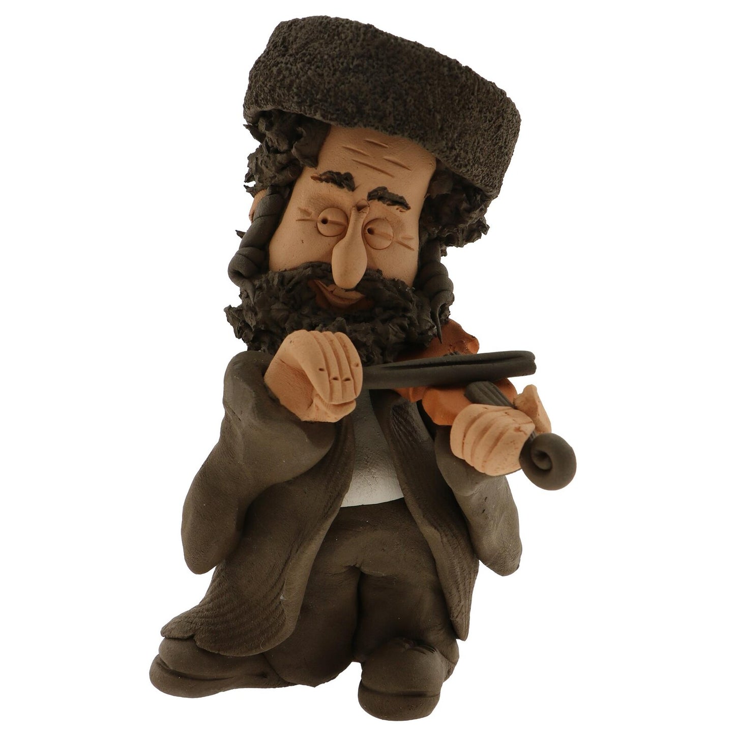 Handcrafted Ceramic figurine portraying a Jewish man Playing a Violin