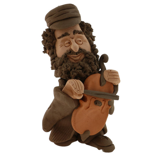 Handmade figurine made by retired artist Yuri Dogayev. The figurine portrays a Jewish man with a rich brown beard playing a Viola.