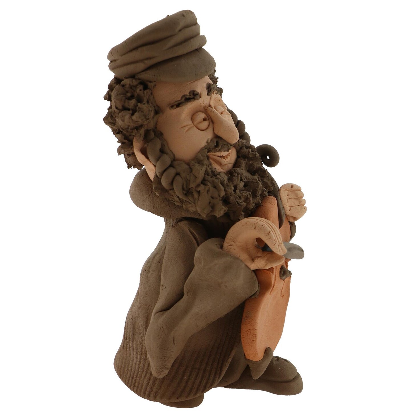 Handmade figurine made by retired artist Yuri Dogayev. The figurine portrays a Jewish man with a rich brown beard playing a Viola.