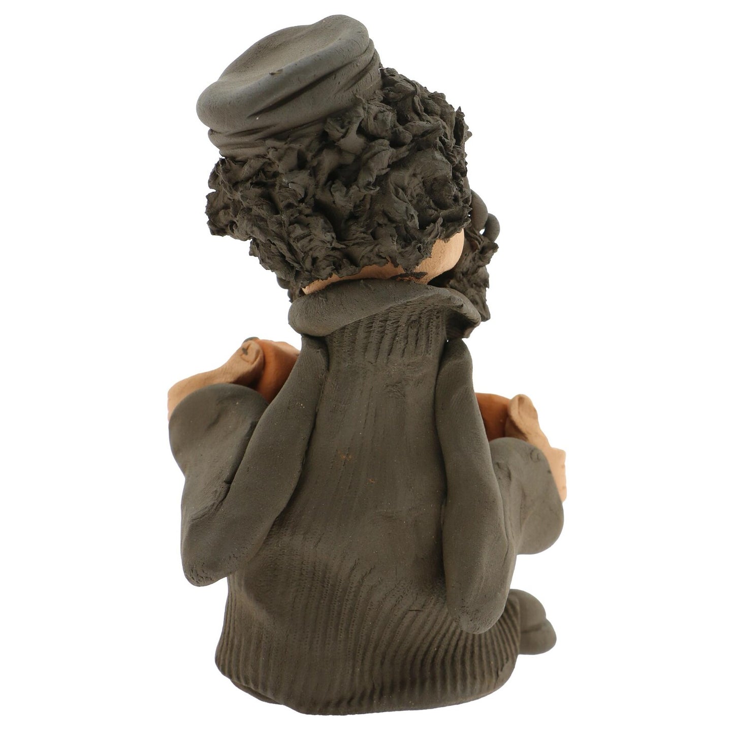 Handcrafted Ceramic figurine portraying a Jewish man Playing an accordion