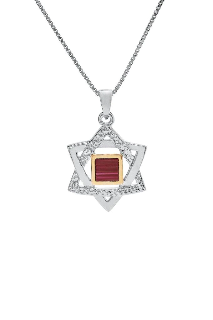 Jerusalem Nano Bible Torah/ Silver and 9K Gold Pendant - Star of David Half Rugged | Torah Hebrew