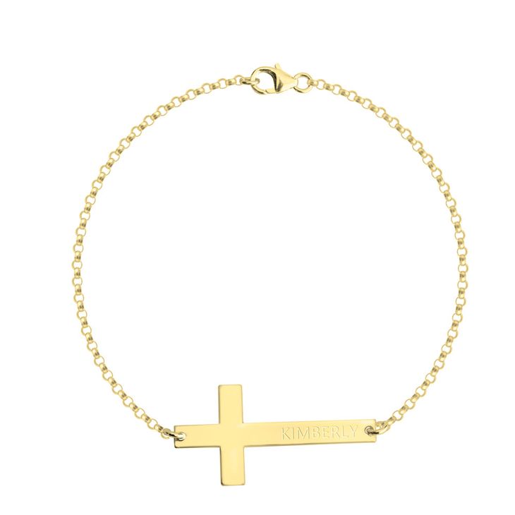 Engraved Cross Bracelet