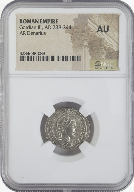 Roman Silver Denarius of Gordian III (AD 238-244) NGC(AU)