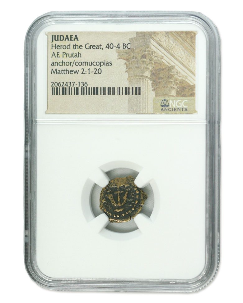 Judaea AE Herod 1st (40-4 BC) Prutah NGC(HG)