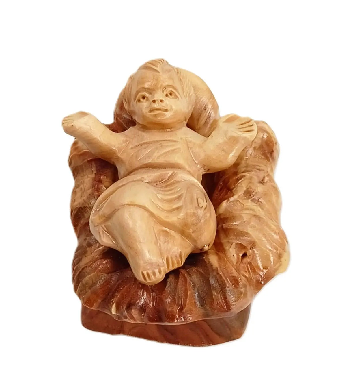 Handmade Olive Wood Nativity Scene – Full Ensemble in Rustic Stable