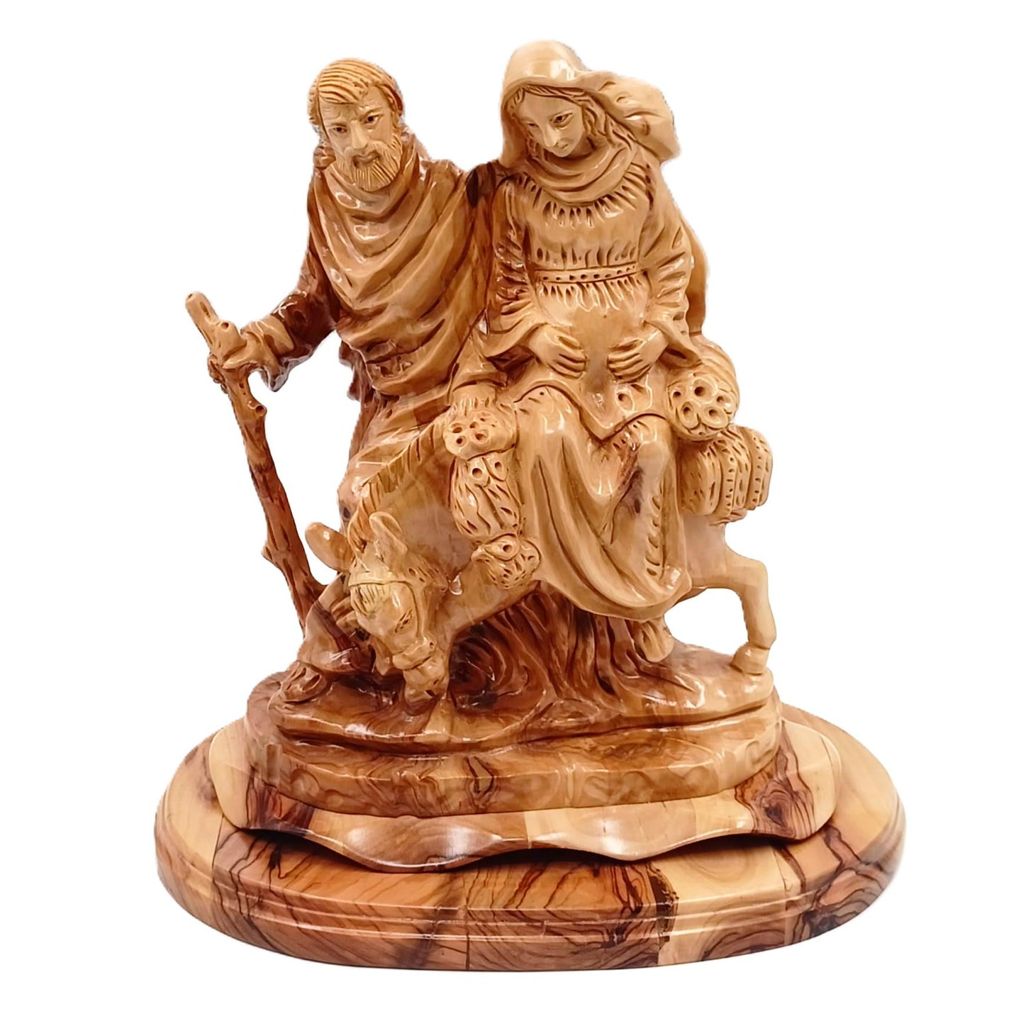 Mary and Joseph's Journey to Bethlehem Hand Carved Olive Wood Statue